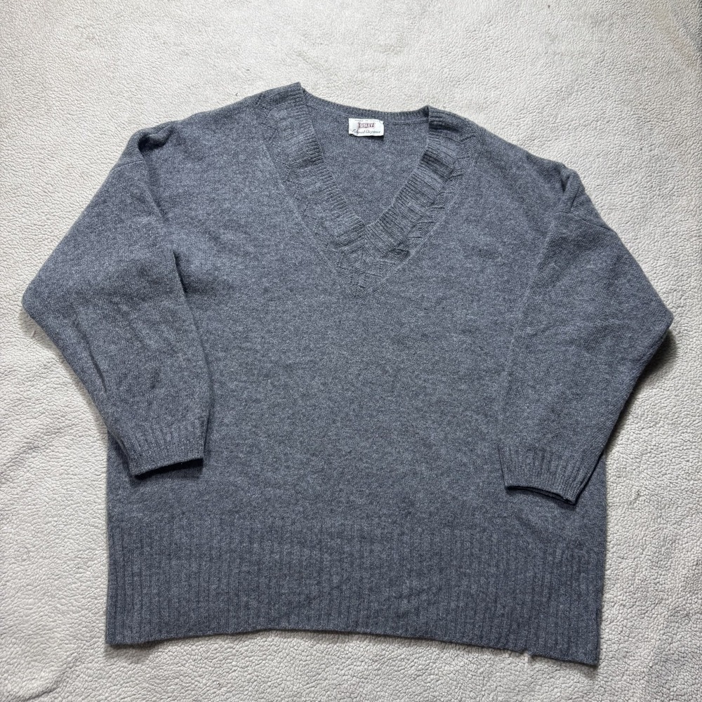 Sisley Sweater Mens XL V Neck Relaxed Fit Made in Italy Wool Pullover Elegant